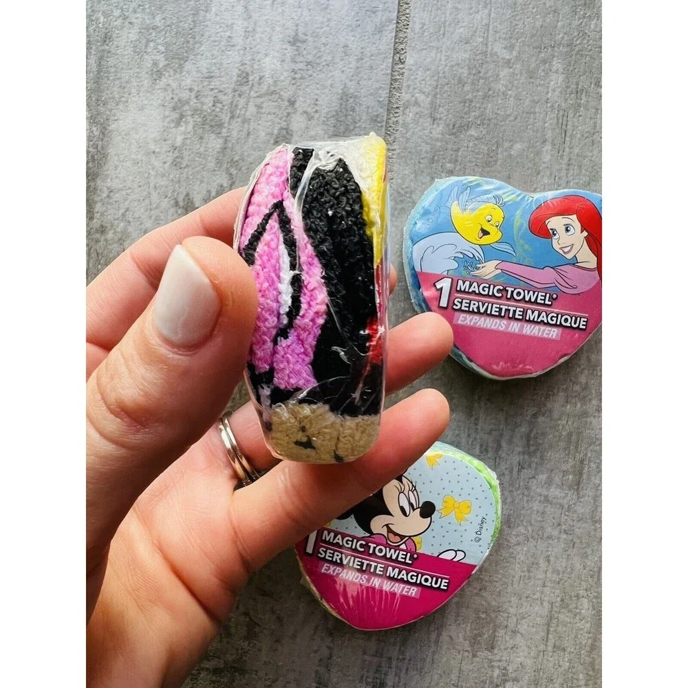 Set Lot 3 Disney Little Mermaid Minnie Magic Towel Washcloths In Water it Grows
